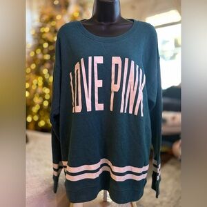 PINK Victoria's Secret Dark Green Crew Neck Sweater